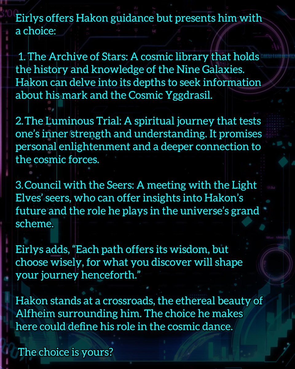 skolworks's tweet photo. ~The Many Fates of Hakon~
Chapter 6: The Luminous Path
#aiart #aiartcommunity #writer #writing #sciencefiction #imagine #fantasy #people #SkolworksSaga #ChooseYourVikingFate #SkolworksStories #AsgardAIAdventures #SkolworksStoryForge #Midgardmonday #viking #hakon #Alfheim https://t.co/NUzAzAi101