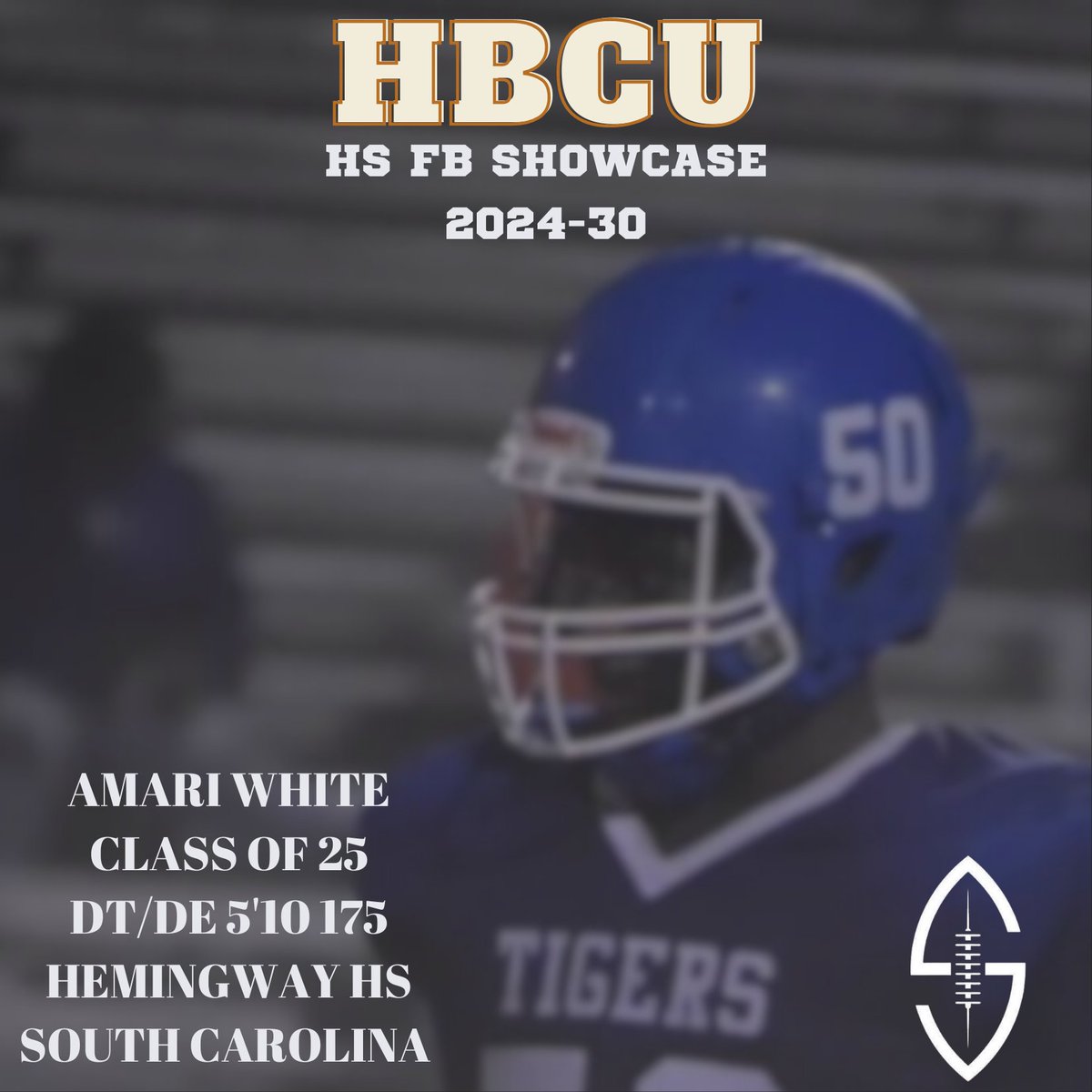 Hbcu_hsfbcamp's tweet photo. Class of 25 DT/DE 5'10 175 AMARI WHITE @amari_white50 from HEMINGWAY HS SOUTH CAROLINA @HamptonFBall @NorfolkStateFB @SCState_Fb https://t.co/1JH504kwRF
