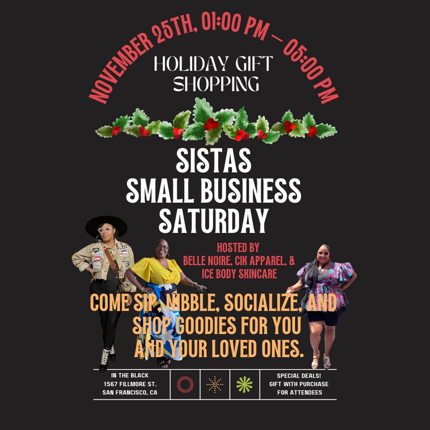 Support black-owned businesses this Small Business Saturday! 

#bayviewhunterspointsf #blacksanfrancisco #bayview #hunterspoint