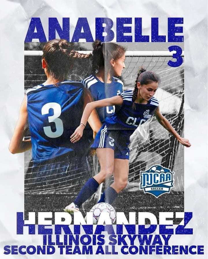 Congratulations to @aohernandez02 who was named to the Illinois Skyway Conference 2nd Team this season ⚽⚽ Anabelle was the Lancer's second leading goal scorer with 7!! @CLCLancers @CLCIllinois @NJCAA_Soccer #clcwomenssoccer @WaucondaGSoccer