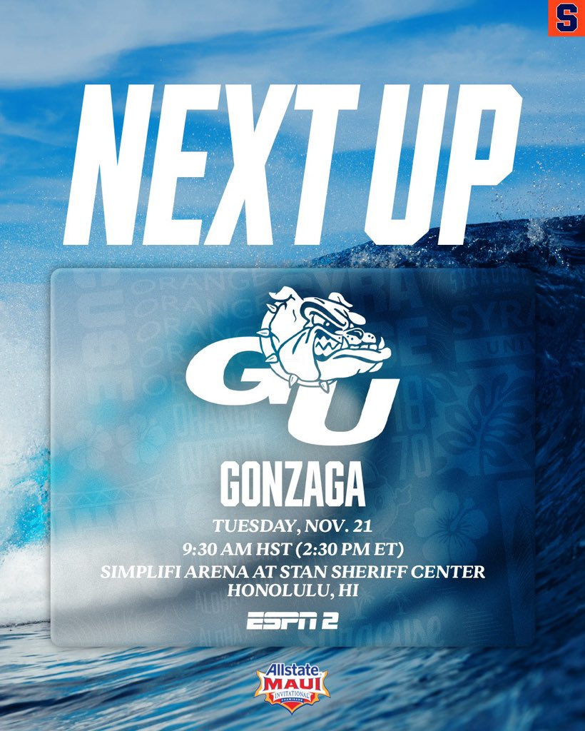 Cuse_MBB's tweet photo. Orange vs. Zags on Tuesday at 2:30 ET on ESPN2

@MauiInv 🍊🌺 https://t.co/rAMPE7ZI9H