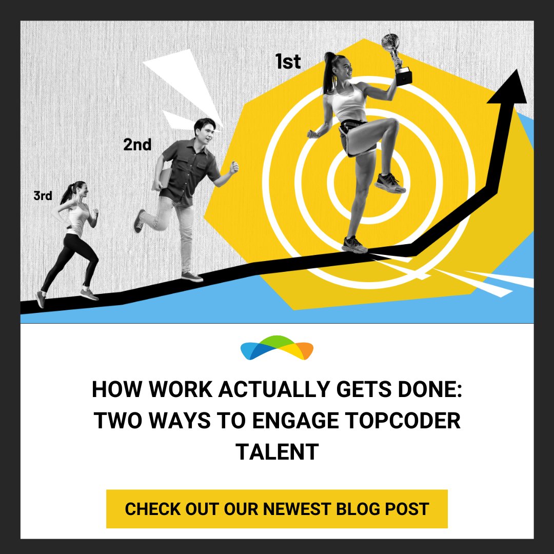 Topcoder's tweet image. We say: Topcoder is a problem-solving machine.
You say: OK, but what’s actually happening? 

Our newest blog post answers this question perfectly, topcoder.com/blog/how-work-…

#challenges #openinnovation #engagementmodel #engagementstrategies #productivity #productivityboost