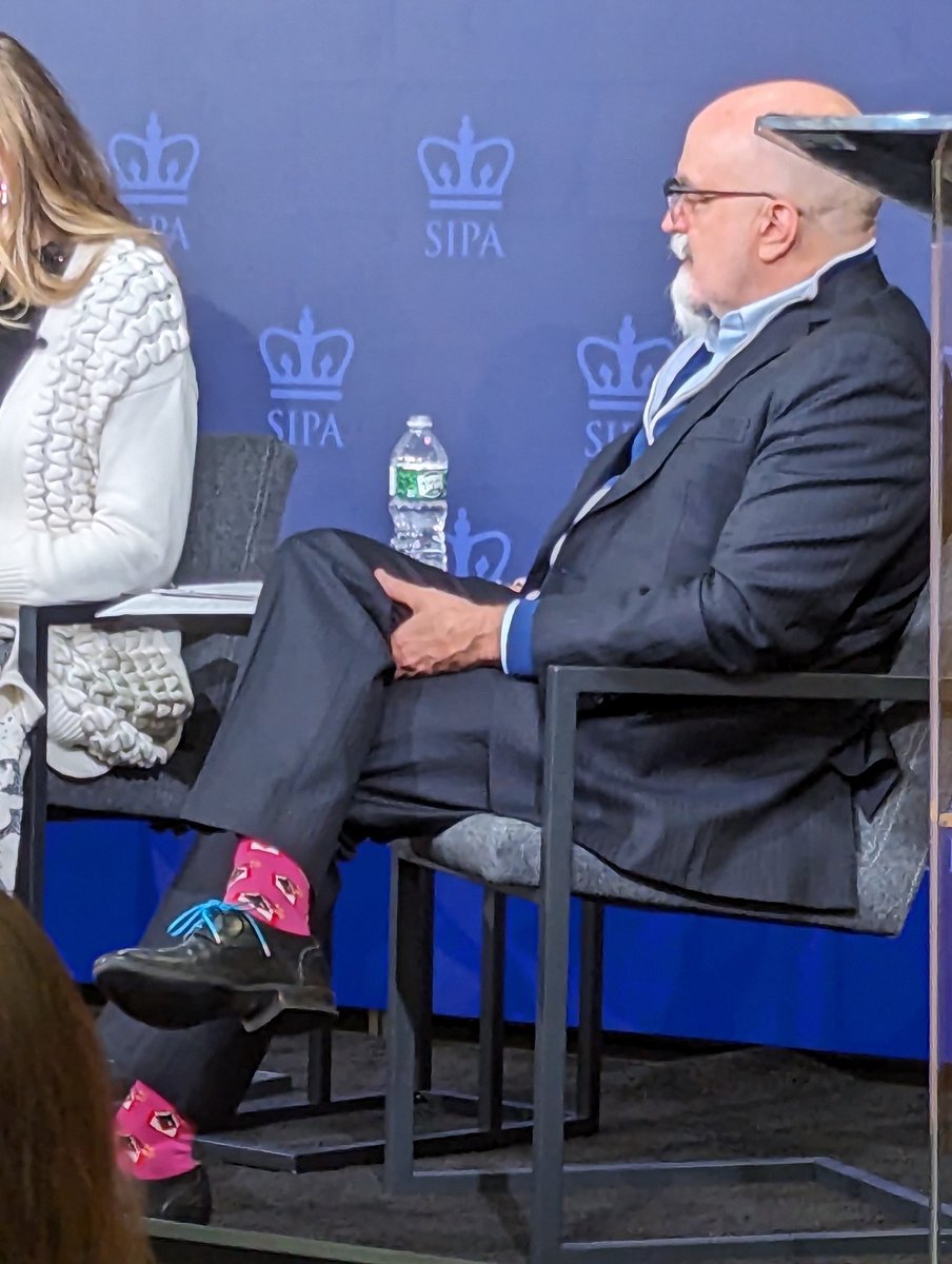 Spotted at the NYCTF report launch tonight at @ColumbiaSIPA. 
@Jason_Healey repping those 2023 @CYBERWARCON socks