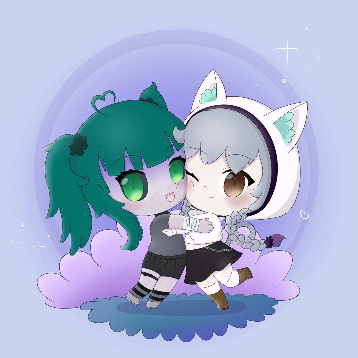 Finished this cute c🟣mission with sweeties <a href="/EvieZombi/">ZombiEvie</a>  and <a href="/vtghostkat/">Vtuber GhostKat ☕🕸</a> in it!

Thanks for trusting me with this <a href="/nicholsrugger/">nicholsrugger</a> :3

#vtuber #chibi