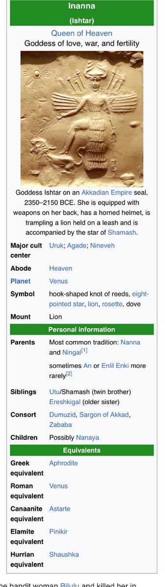 ItsAllATheatre's tweet photo. @MIB01010 @cswarketatora #MysteryReligion 
INANNA = SUMERian goddess
* ’Nanna’ origin = GRAND ‘mother’
*‘Mother’ Mary worship, etc)
*GALA priesthood (origin for ‘Met Gala’!)
*Queen of Heaven (Ishtar/EASTER)
*VENUS (evening/morning star)
*8-pointed star
*Rosette
*Dove
*Uruk/Assyrian
*Temples of VENUS https://t.co/kgbnJCIY3p
