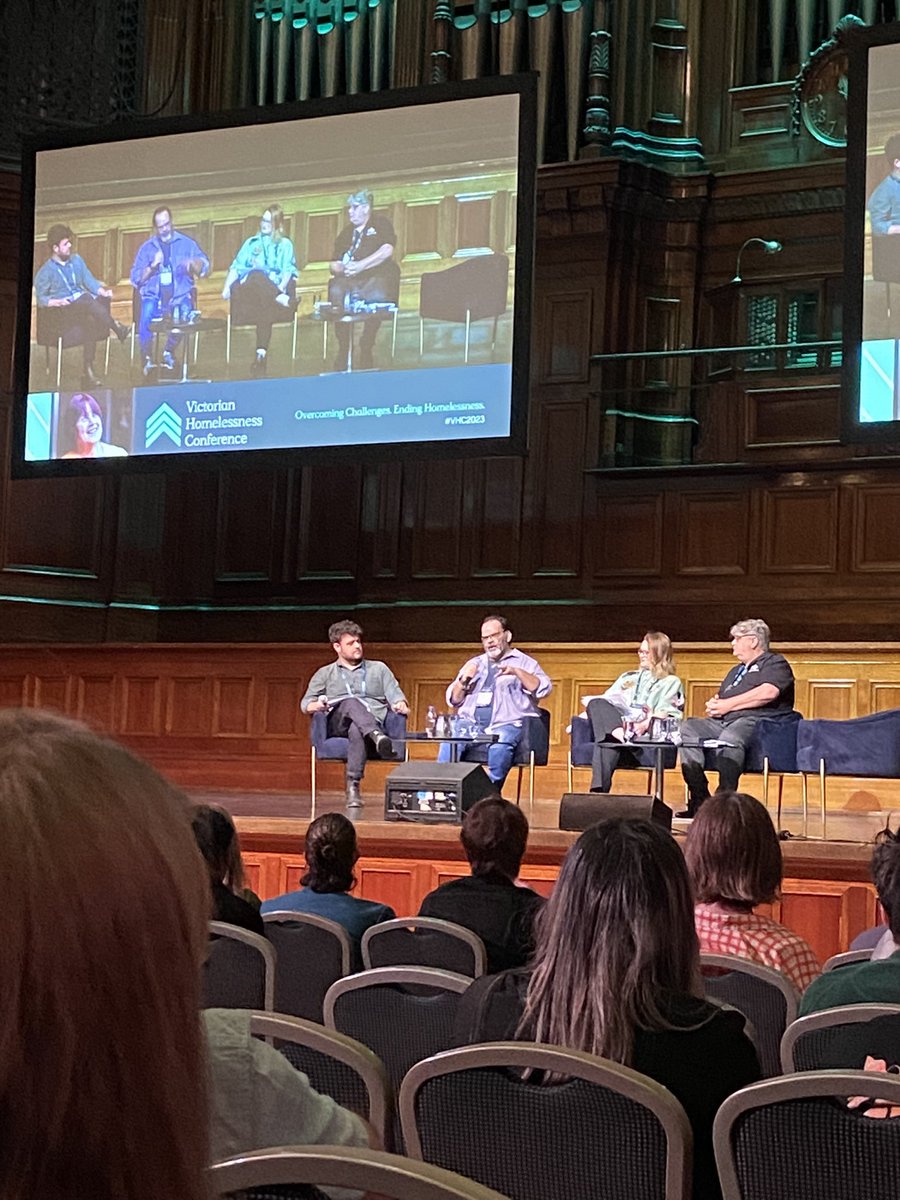 DamienPatterson's tweet photo. Jason Russell is describing the dignity he felt while staying at an Aboriginal owned rooming house. “It builds our people’s strength” he tells #VHC2023 https://t.co/wIMnglPXgy