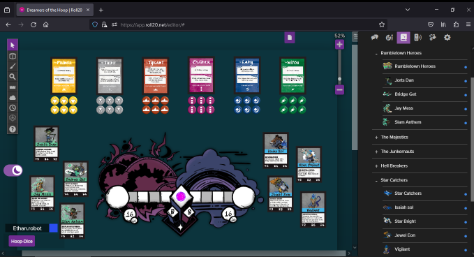 #DreamersOfTheHoop (aka gobsports) is coming along nicely! Just a couple things and it should be ready for the Roll20marketplace!