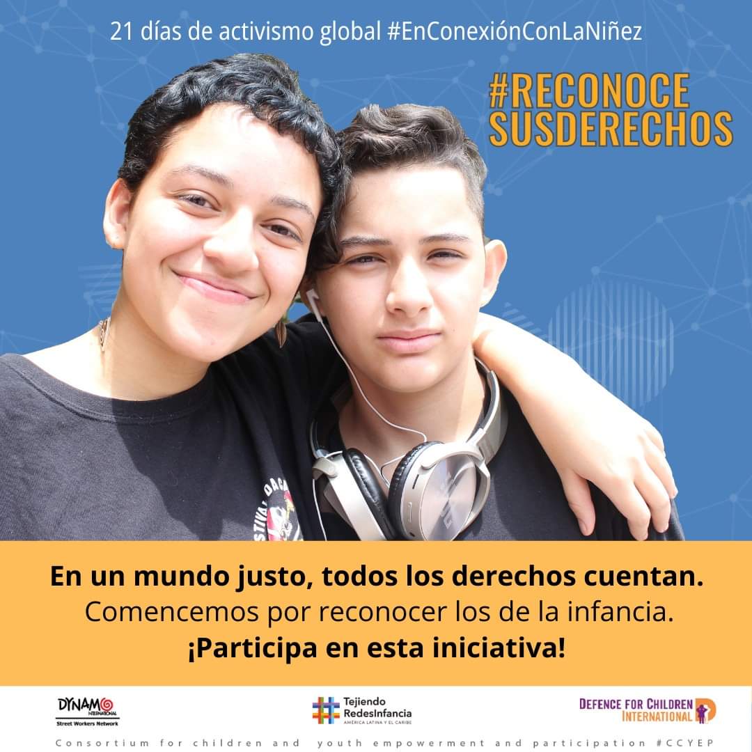 📌21 días de activismo #EnConexiónConLaNiñez

Participa en los 21 desafíos a favor de sus derechos:
-Personas adultas y familias tinyurl.com/2xwdu9tm
-Niñas, niños y adolescentes tinyurl.com/mryw6ek2

#ReconoceSusDerechos #CCYEP #34CDN #CDN34Años