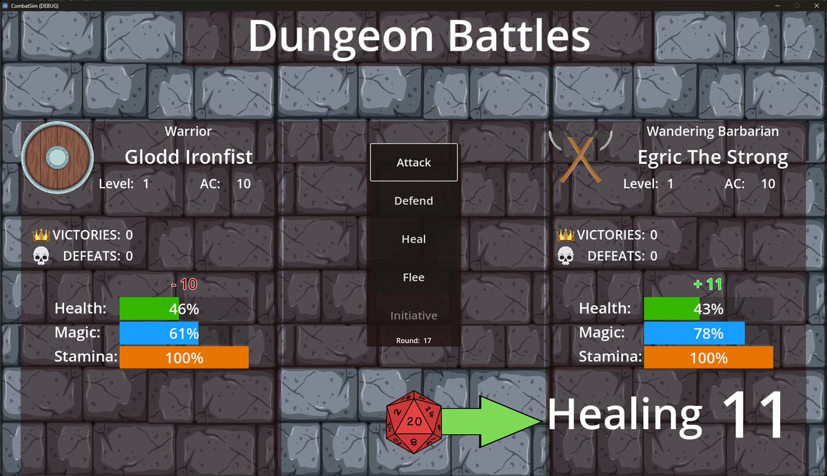 ProfitzTV's tweet image. Now the Enemy is healing and laughs at me!! *RUNS*
It scored a CRIT on me and after 22 rounds or grueling combat, my soul was vanquished! This is getting fun!
#GDScript #Godot4 #GameDev