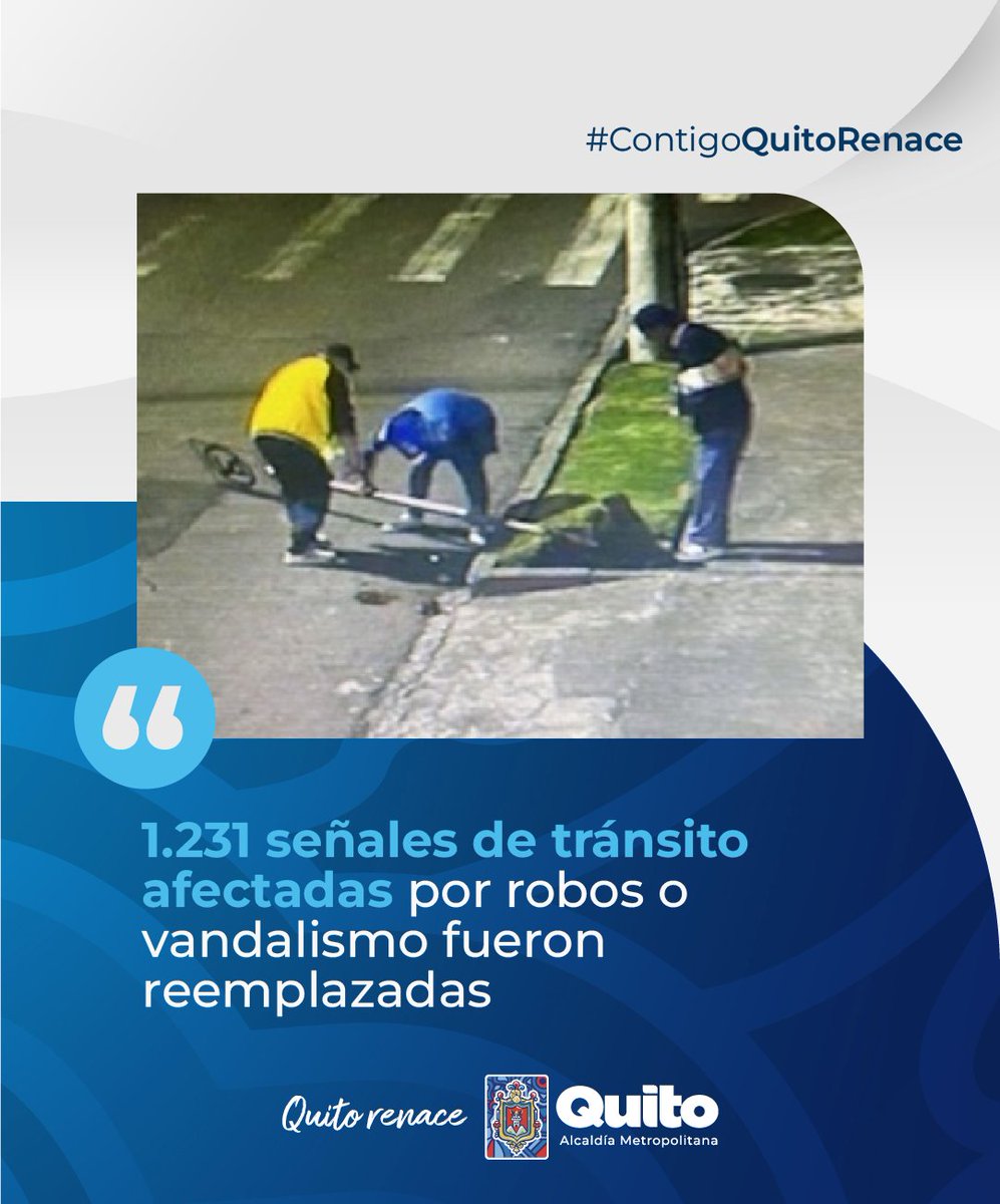 🗞️ #YoCuidoAQuito | En lo que va del año más de 1.200 placas de señalización vial han sido reemplazadas, y en la mayoría de los casos son por derribos, vandalismo, robos y más. ¡Denuncia estos atentados al 911! Entérate aquí 👇👇 acortar.link/iQb9jQ #QuitoRenace
