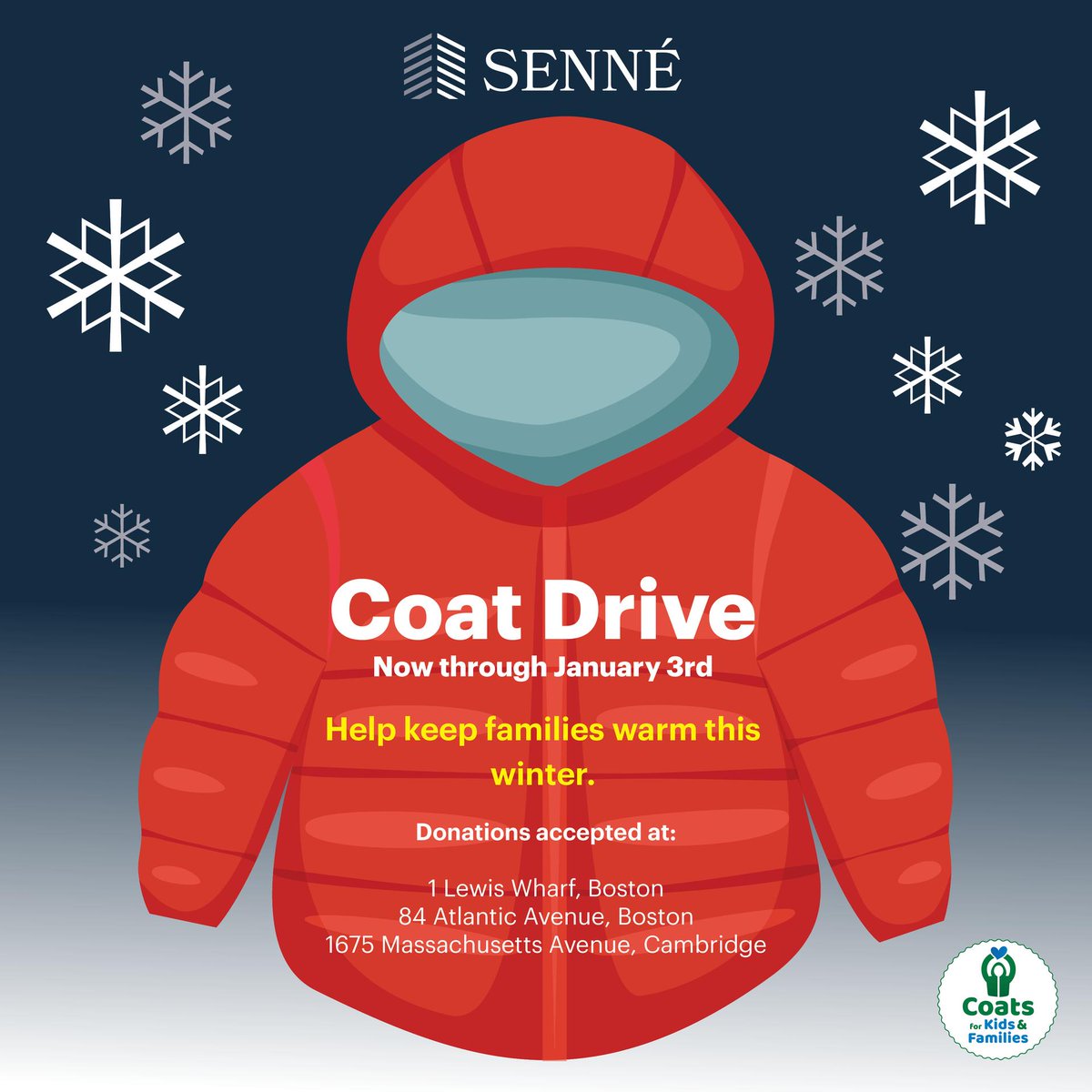 BostonAtAGlance's tweet photo. Happy Fall [and almost Thanksgiving]!
We are again running a coat drive through our offices through January 3rd. As always, thank you for your support. - Lisa #LisaSheehan #Senné #BostonRealEstate #CoatDrive https://t.co/kYsL0Lu6ZG https://t.co/hbGY2SPWdi