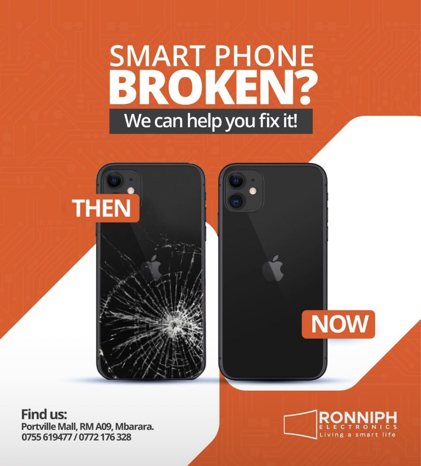 Are you in mbarara and your phone needs repair of any kind worry no more Ronniph phone repair got you covered ,we are located at portville build room A09,or call us on 0788740812 or watsap us 0785151236 #RonniphPhoneRepair