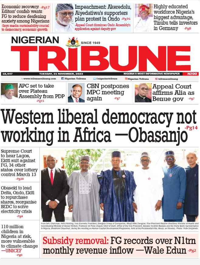 alpha1065fm's tweet photo. Newspaper 🗞️ #Headlines Tuesday 21st  Nov  2023:
#SportsUpdate #BreakingNews 
#NigerianNews
#OrieMarketDay

(3) https://t.co/aiwC3Ceo8S