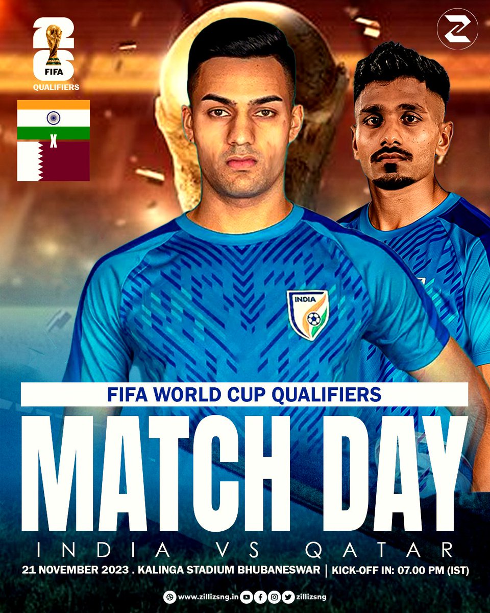 MATCHDAY 💙 Another matchday for India in the FIFA World Cup Qualifiers as the Blue Tigers take on Qatar National Team at Kalinga Stadium tonight #ZilliZ #BlueTigers