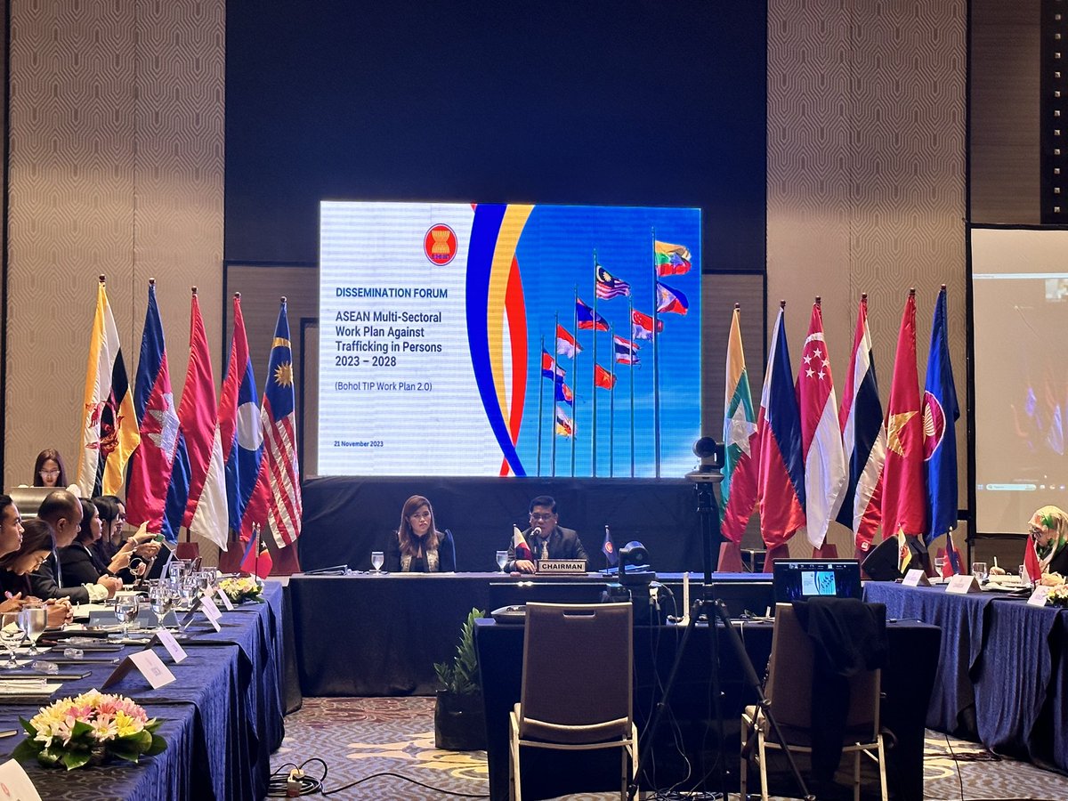 Grateful to the Senior Officials Mtg on Transnational Crime (SOMTC) for inviting us to the Dissemination Forum of the @ASEAN Multi-Sectoral Work Plan Against Trafficking in Persons (TIP) 2023-2028. We shared our perspectives on the implementation of the Bohol TIP Work Plan 2.0
