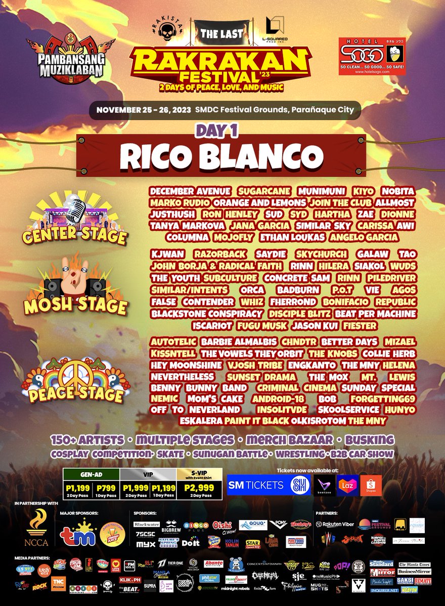 PhilippineStar's tweet photo. Maghanda na para sa HULING Rakrakan Festival sa SMDC Festival Grounds sa November 25 &amp; 26, 2023! 
🎸 Tignan ang line up para sa Day 1 sa ibaba.

For details and ticket purchase, visit https://t.co/kZi0hcJk6h.

#PartneredUp https://t.co/bEWEiqZdKL