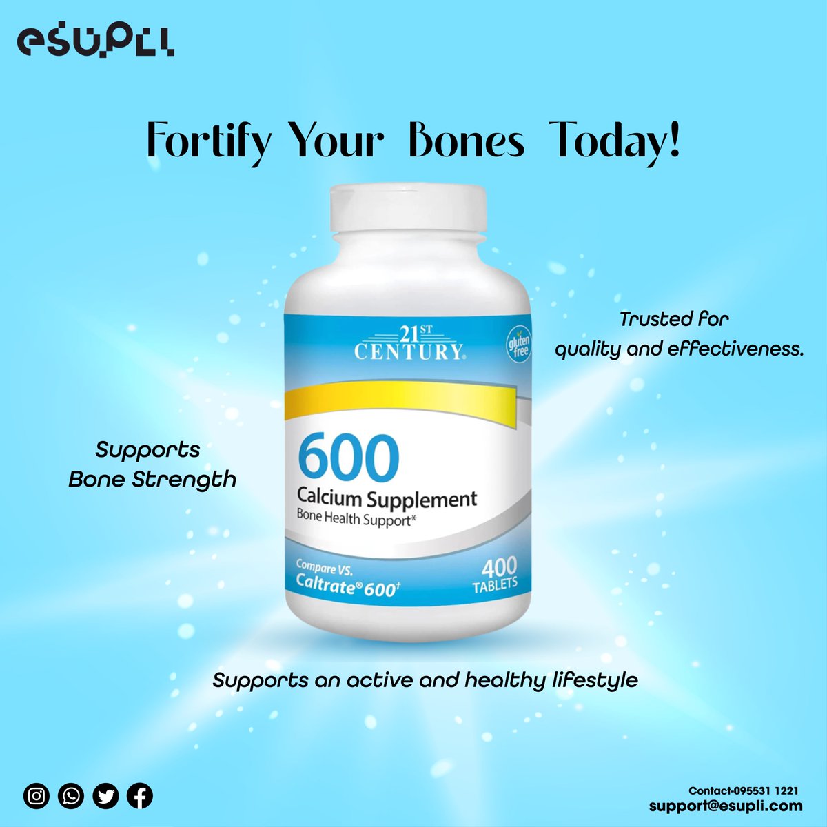 esupli_com's tweet photo. Embrace the strength of 21st Century Calcium supplements – your foundation for a healthy, vibrant life! 🦴✨
https://t.co/QcjFRhcNWL
.
.
.
#esupli #CalciumSupplement #bonehealth #calciumtablets #MineralBoost #dailynutrition #400count #StrongBones #healthyliving #vitamind #calcium https://t.co/UDqlckYOwv