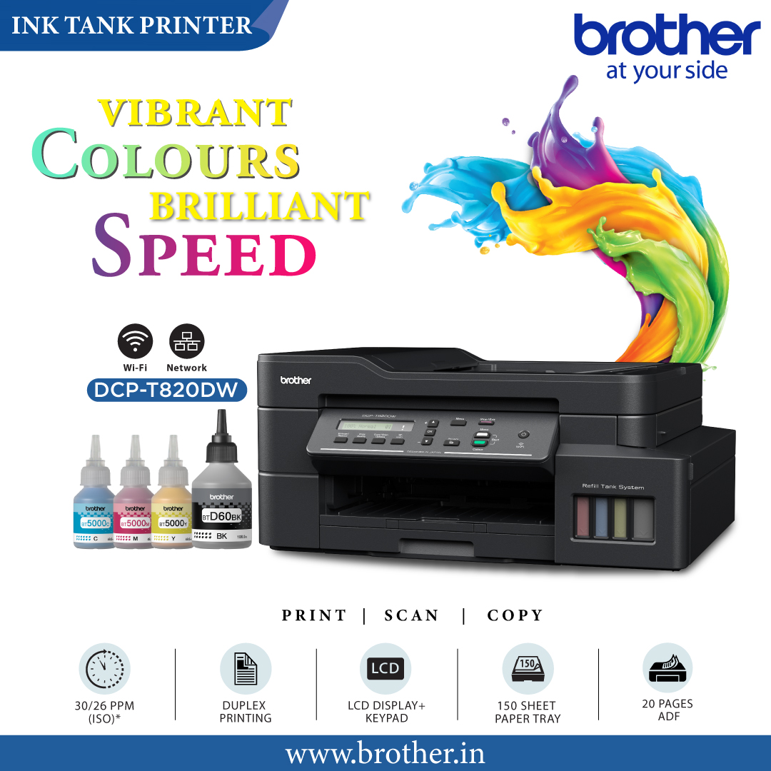 brotherindia's tweet photo. With #DCPT820W - : "You can count on the reliability of crisp, clear text and vibrant photos whether you're at home or at the office."
https://t.co/QSgvkziVTd
#InkTankPrinters #MultifunctionPrinters #ColorPrinters #Print #Scan #Copy https://t.co/3YNG96VA0N