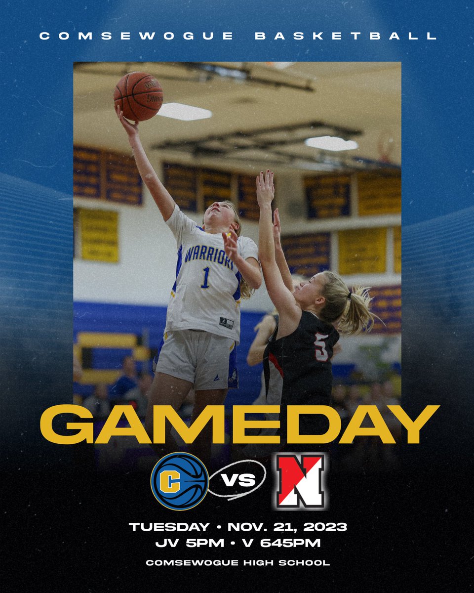 🏀 GAMEDAY!

Comsewogue vs Newfield

It’s the non-league home opener for the girls! Come on out and show your support!

Tuesday, Nov. 21, 2023
V 645pm | JV 5pm
Comsewogue High School

<a href="/SectXISuffolk/">SectionXI</a> <a href="/wogueathletics/">Comsewogue Athletics</a> <a href="/comsewoguehs/">ComsewogueHS</a> 

#GoWarriors !