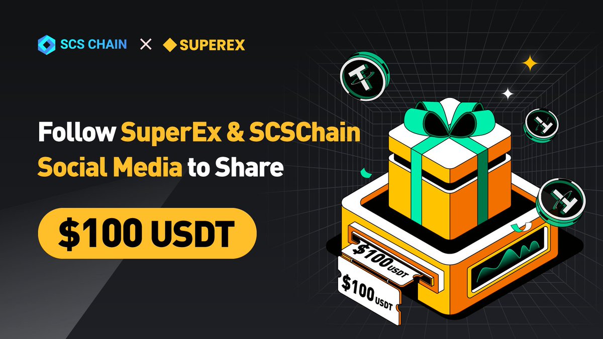 📢Follow #SuperEx and #SCSChain on social media to share 100 USDT rewards.

💰We are hosting a giveaway of 100 $USDT for 20 lucky people.

1⃣Follow <a href="/SuperExet/">SuperEx</a> and <a href="/SCS_CHAIN/">SCS Chain</a> 
2⃣Like, Retweet, and Tag 3 friends
3⃣More Entries: gleam.io/competitions/a… 
#GiveawayAlert #Giveaways