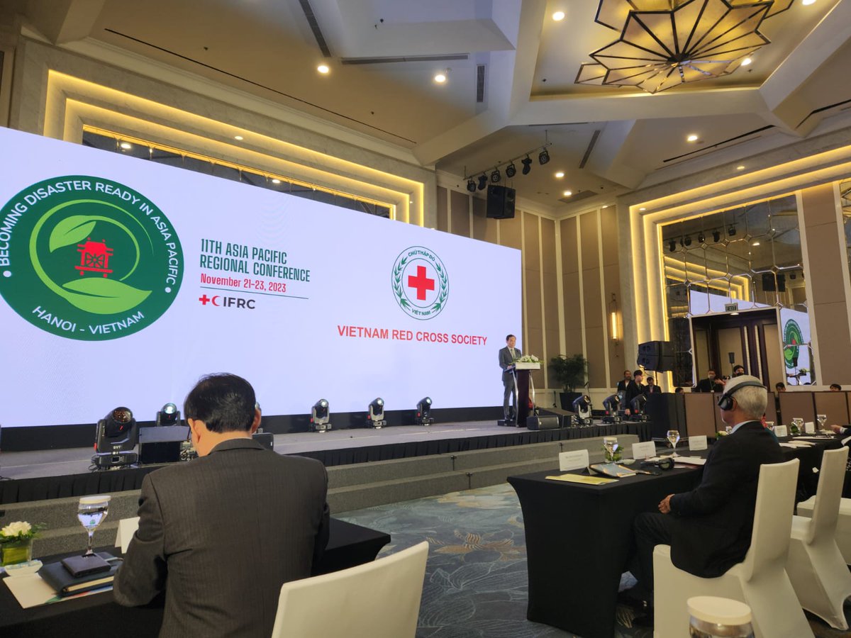 IFRCAsiaPacific's tweet photo. From today, we are hosting the 11th Asia Pacific Regional Conference in Hanoi, Vietnam 🇻🇳 The theme is Becoming Disaster-Ready: discussions will tackle how the Movement will be better prepared for the crises ahead of us, learning from our experiences. #Hanoi2023 #StrongerTogether https://t.co/6JjLvf5Tmw