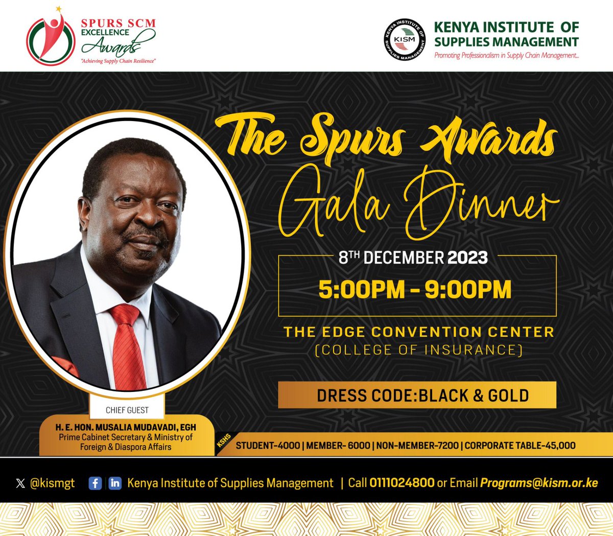 Mark your calendar! Join us at the End-of-Year Spurs SCM Excellence Awards Gala Dinner on December 8, 2023, 5-9 PM at The Edge Convention Center. Celebrate with us, network, and honor the Spurs SCM Excellence Award winners. Register at events.kism.or.ke. See you there!