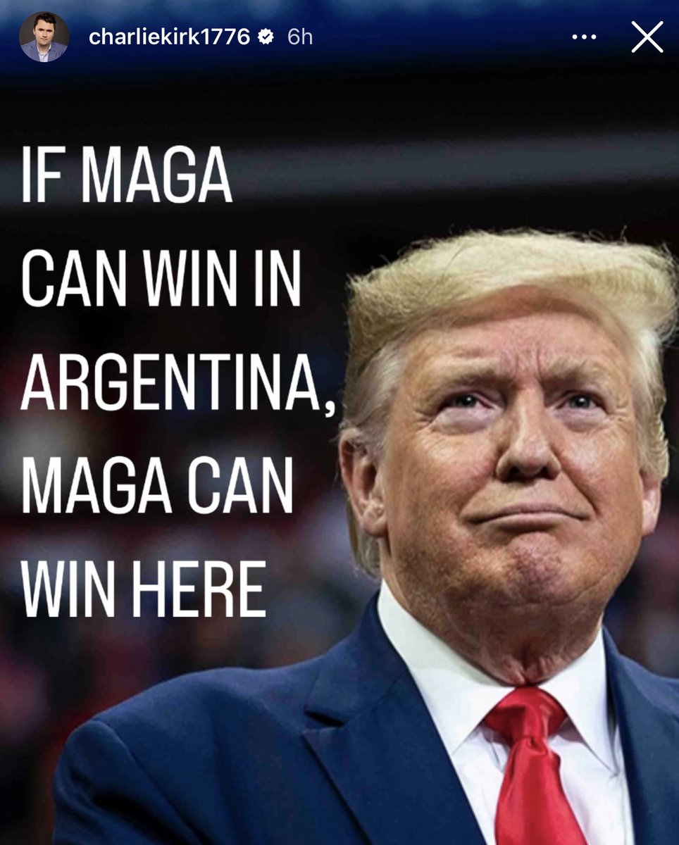 Bookmark this. Charlie Kirk associates Javier Milei with MAGA.