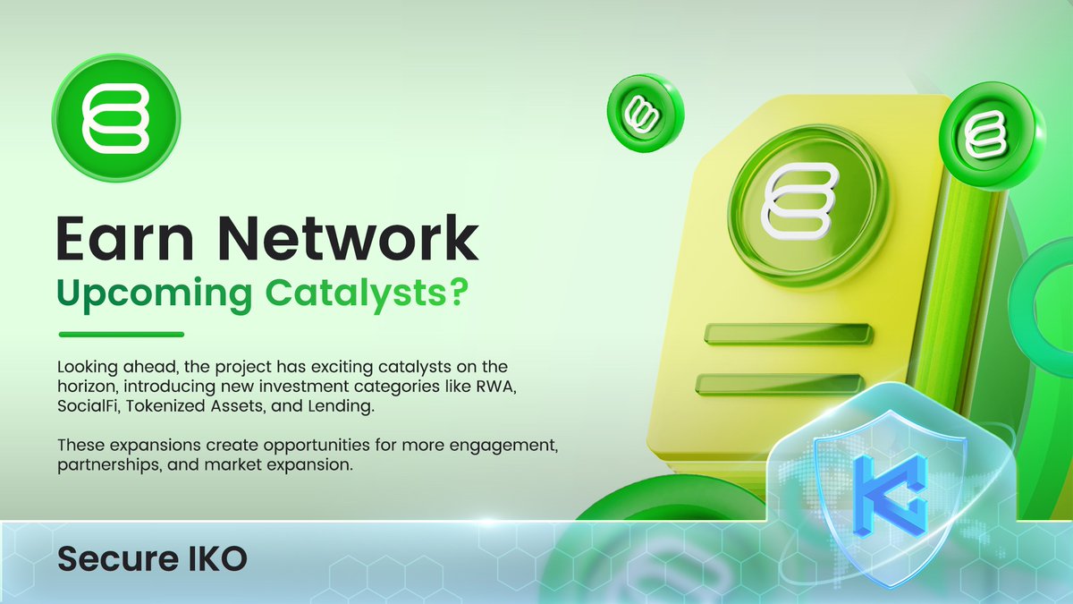 Dear, $KOMmunity!

🔥 Here's a quick look at <a href="/itsearnnetwork/">Earn Network</a>'s Upcoming Catalysts.

⏰ Remember to stake your $KOM and register for the Earn Network #IKO before 25th November 3AM UTC.

➡️ Vote now: launchpad.kommunitas.net/pool/EARN/Publ…