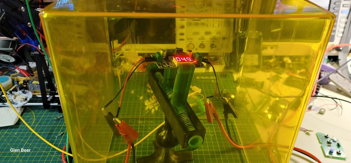 glenbeer's tweet photo. Pushing the limits of a budget buck converter from #Amazon running it for an hour at 2.6A load.
I used Elegoo Wash & Cure cover is case a cap blew. #Electronics #Siglent #KIPrim https://t.co/d7uoOkJlJZ