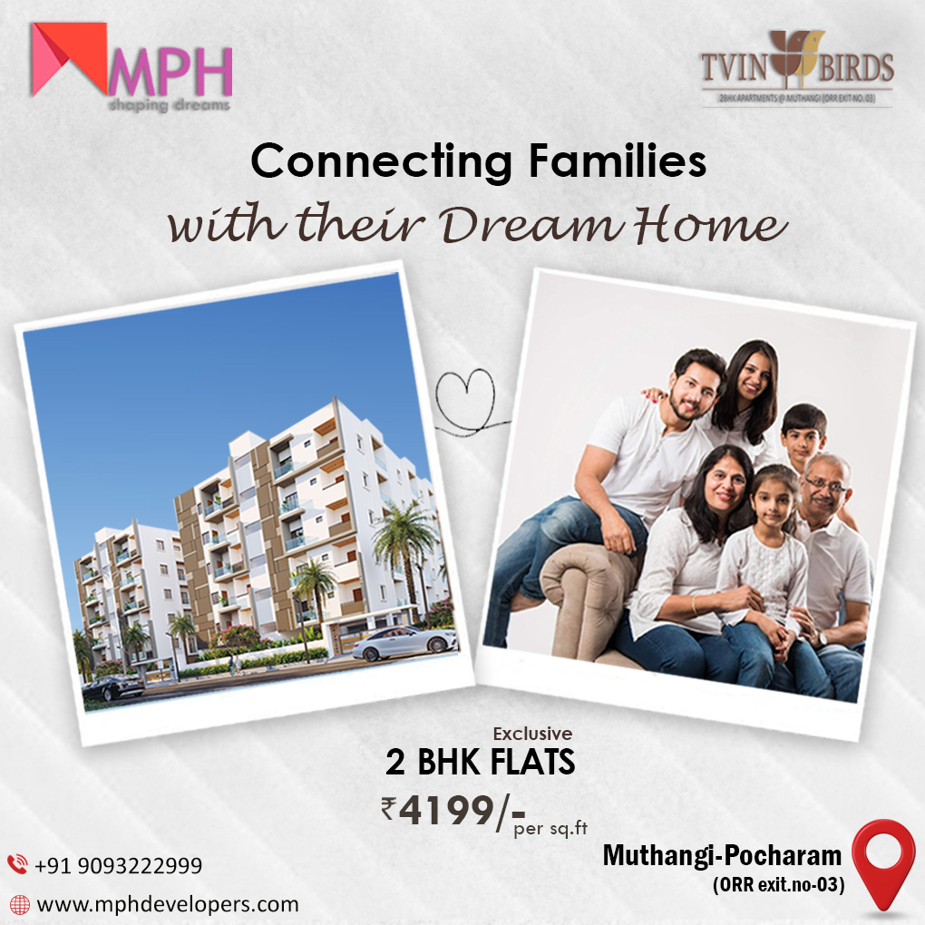 developers_mph's tweet image. Where Convenience Meets Luxury.
MPH TVIN BIRDS Semi-Gated Community in Muthangi-Pocharam (ORR Exit No-03). 60 Units.
For More Info
📷  9121453074, 82978 29333
Website: mphdevelopers.com
#MPHDevelopers #apartments
#luxuryapartments #worldclassfacility #realtors #homeforsale