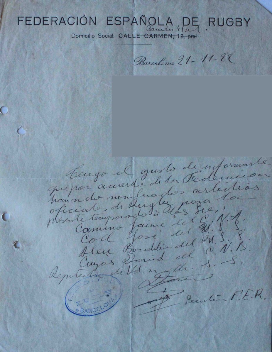#TalDiaComoHoy de 1922, hace ya 101 años, se comunicaba a los clubes afiliados a la FER la selección de los primeros 4 árbitros oficiales para dirigir los partidos del primer Campeonato de España de 1923:

- Jaime Camino-CNA
- Josep Coll-UES
- Baldiri Aleu-UES
- David Cuyás-CNB