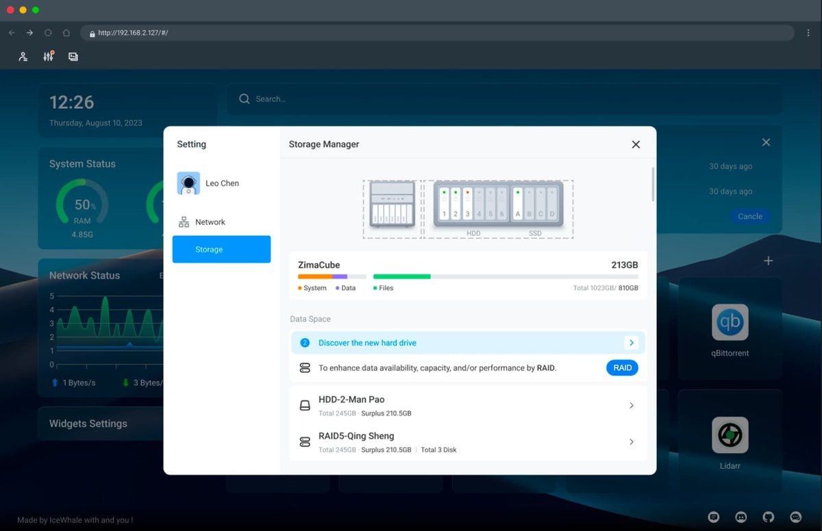 Eugeni_CAT's tweet image. #ZimaOS de @CasaOS_Official ( icewhale.community/t/whats-new-in… ) 

Capacidades del RAID:

- El hardware de ZimaCube admite hasta 6 HDD y 4 M.2. ZimaOS y contará con un administrador de almacenamiento para unificar y administrar hasta 10 discos en formato de archivo es EXT4 (…