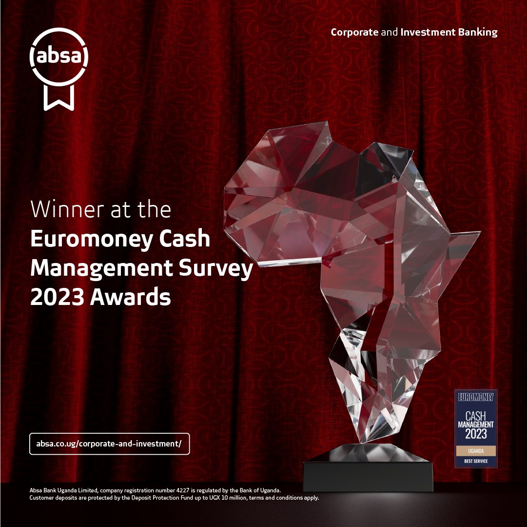 AbsaUganda's tweet photo. We are proud to be recognised with multiple accolades from the Euromoney Cash Management Survey 2023 including; Market Leader, Best Service Overall, Best Service Financial Facilities, Best Service Personnel and Best Service Business Function in Uganda. #AfricaExpertise https://t.co/592RtfghRh