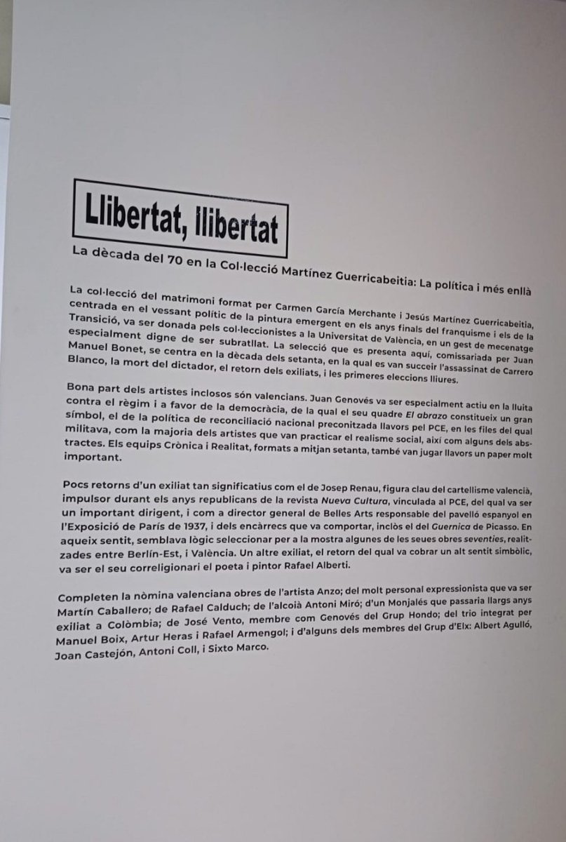 LafamFam's tweet photo. ‼️Un viaje artístico a través del dolor transformado: El franquismo y la Transición.
Esta exposición de la Sala Sant Miquel de la Fundació Caixa Castelló llamada "Llibertat, llibertat"  trata la política e historia desde una perspectiva artística.
#cultura #UJI #lafam #arte https://t.co/noRNkOWXnw