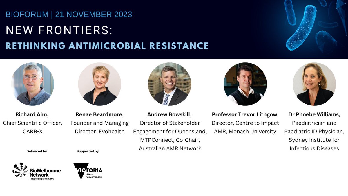 We have 5 terrific speakers and we’re live tweeting with the hashtag #BioForum. So, if you’re on X, please join the conversation. For online guests, please submit any questions that you have via the Zoom Q&A function #AMR #WAAW.