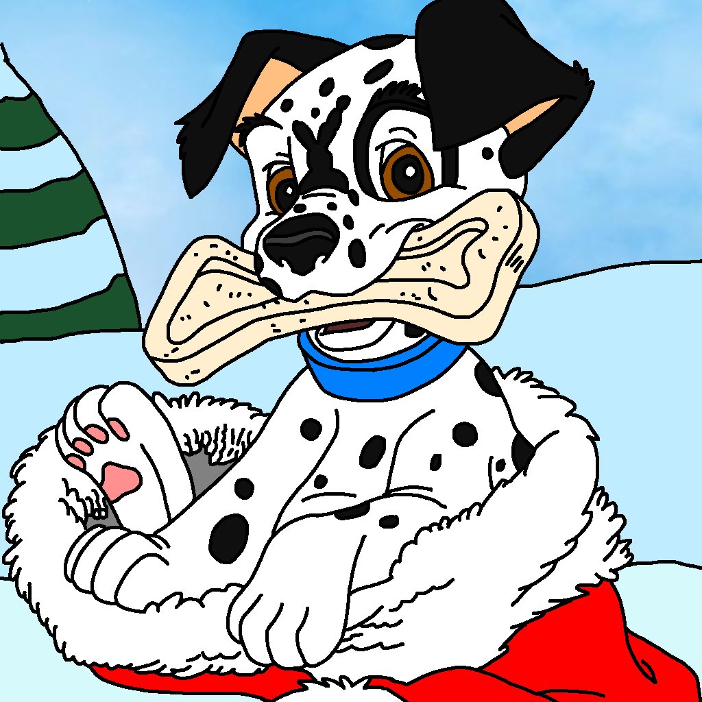 Lucky101Dalmati's tweet photo. #NewProfilePicture  
I'm ready for the holidays, I went in my stocking hat and found a bone in it! 

/ this edit is by @ChrisRDalmatian. Thank you so much. I love it! https://t.co/6idVW38RBA