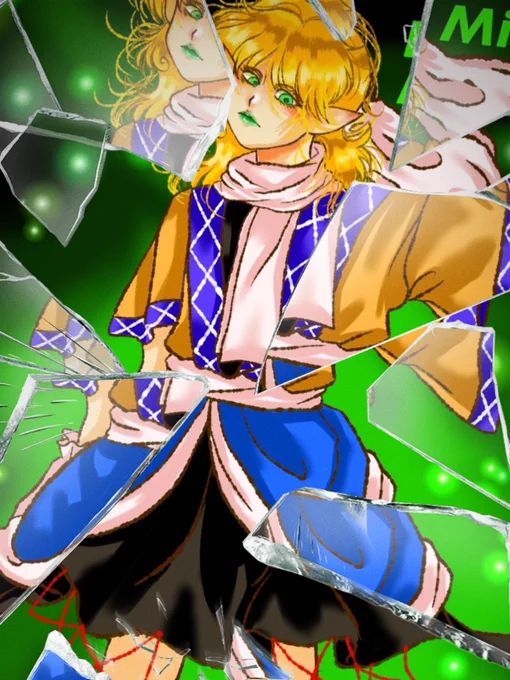 #東方Project  #アイビスペイント  #水橋パルスィ  #少名針妙丸  #博麗霊夢 最近流行りのガラスエフェクトに便乗です。勢いがある絵に付けるといい感じになりますね 