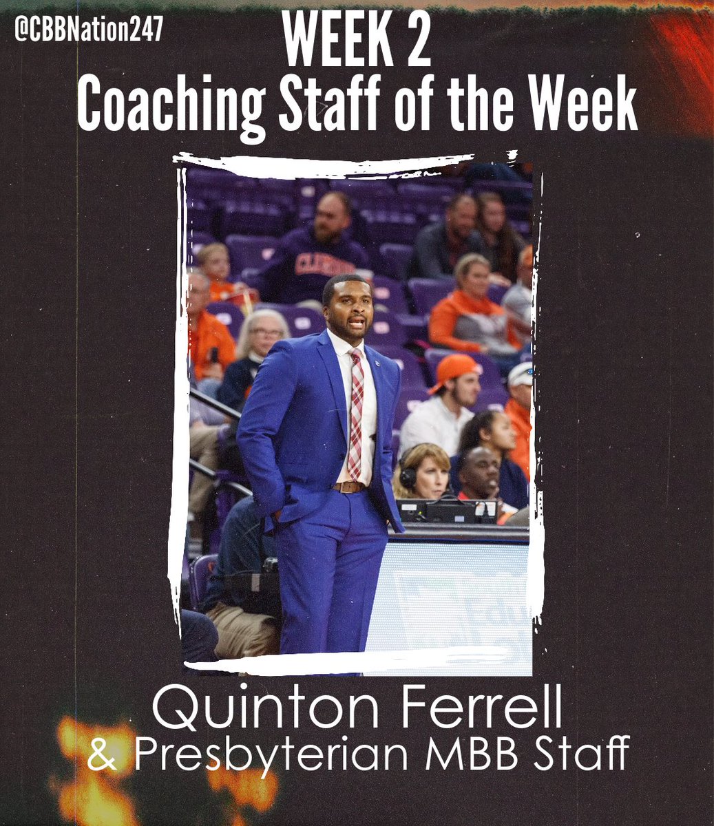 CBB Nation (@cbbnation247) on Twitter photo 🏀 Week 2 Coaching Staff of the Week 🏀
First 5-1 start to a season in program history 🔥
Marquis Barnett: <a href="/BigSouthSports/">Big South Conference</a> Player of the Week! 💪
HC - <a href="/CoachQF24/">Quinton Ferrell</a>
AC - Al'lonzo Coleman
AC - <a href="/CoachJGriffith/">Justin Griffith</a>
AC - <a href="/treyjohnsonjlj/">Trey Johnson</a>
DOBO - <a href="/_RobLane/">Rob Lane</a>
#GoBlueHose 🏀 Week 2 Coaching Staff of the Week 🏀
First 5-1 start to a season in program history 🔥
Marquis Barnett: <a href="/BigSouthSports/">Big South Conference</a> Player of the Week! 💪
HC - <a href="/CoachQF24/">Quinton Ferrell</a>
AC - Al'lonzo Coleman
AC - <a href="/CoachJGriffith/">Justin Griffith</a>
AC - <a href="/treyjohnsonjlj/">Trey Johnson</a>
DOBO - <a href="/_RobLane/">Rob Lane</a>
#GoBlueHose