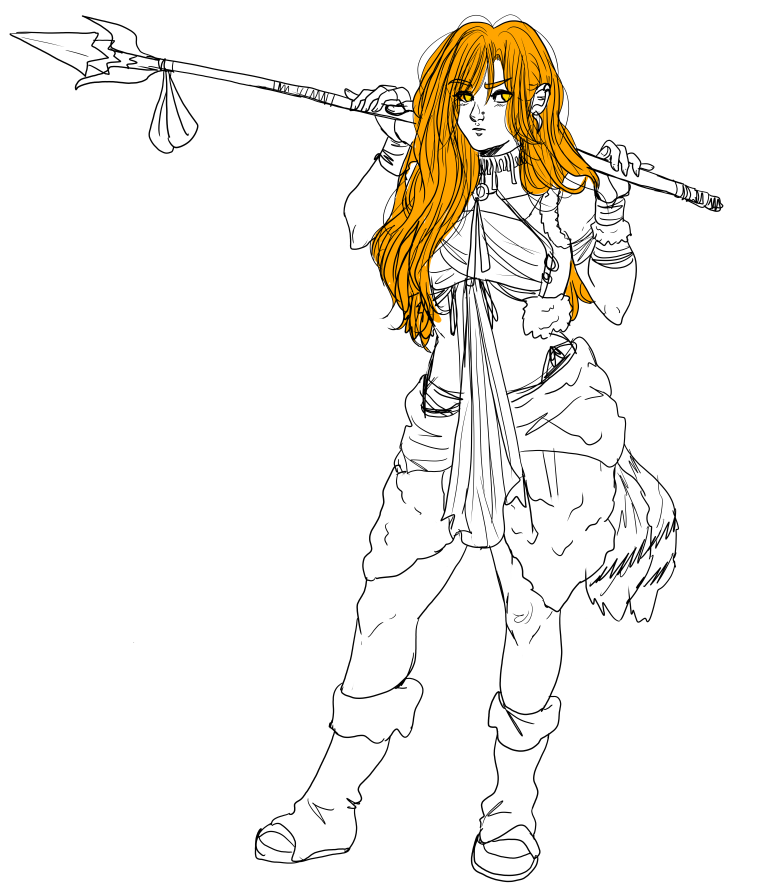 blueskittelzz's tweet photo. #art #drawing #lady #curvy #hunter #huntress #barbarian #anime #bluwuart #spear #spearwielder #barbarianwoman #wip #prompt #prompts #oc #originalcharacter https://t.co/QXA9PC0Sc2