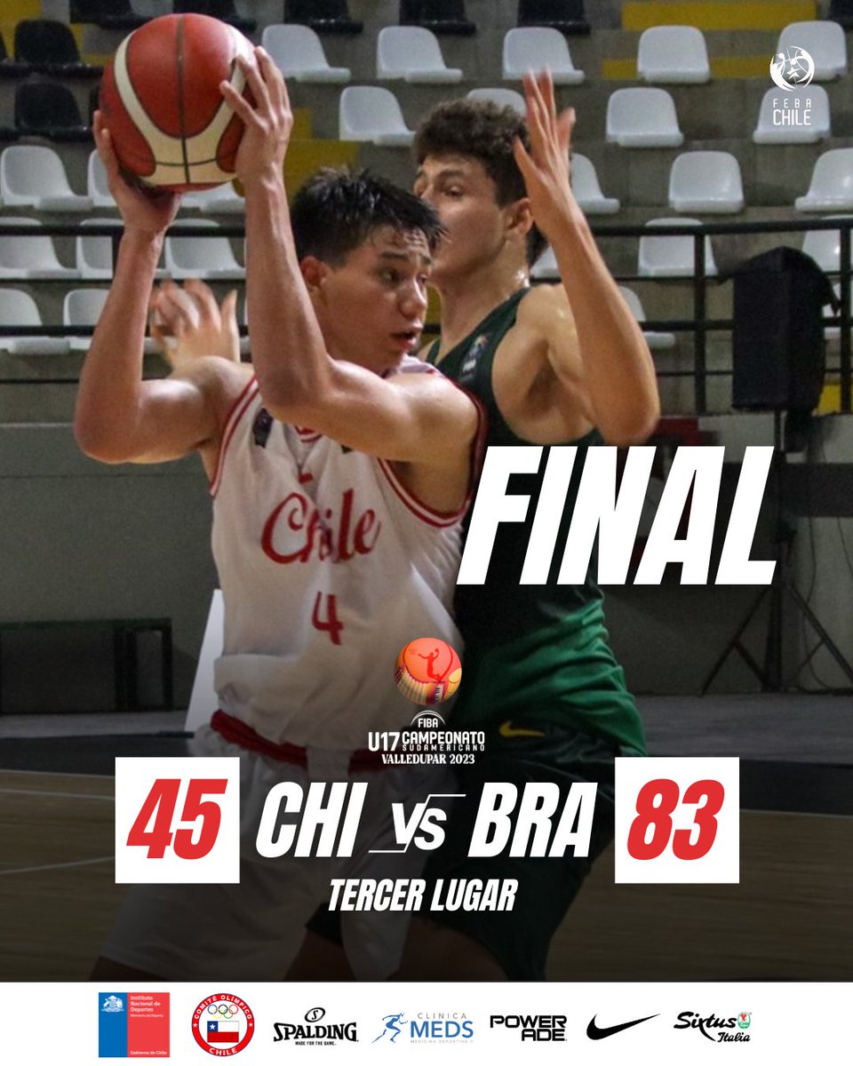 Finaliza nuestra participación en el Sudamericano U-17 

A los chicos 👏 por competir y representarnos de gran manera a lo largo del campeonato 

¡Siempre, CHILE! ❤️🇨🇱

#LaRojaDelBasket 🔴🔵