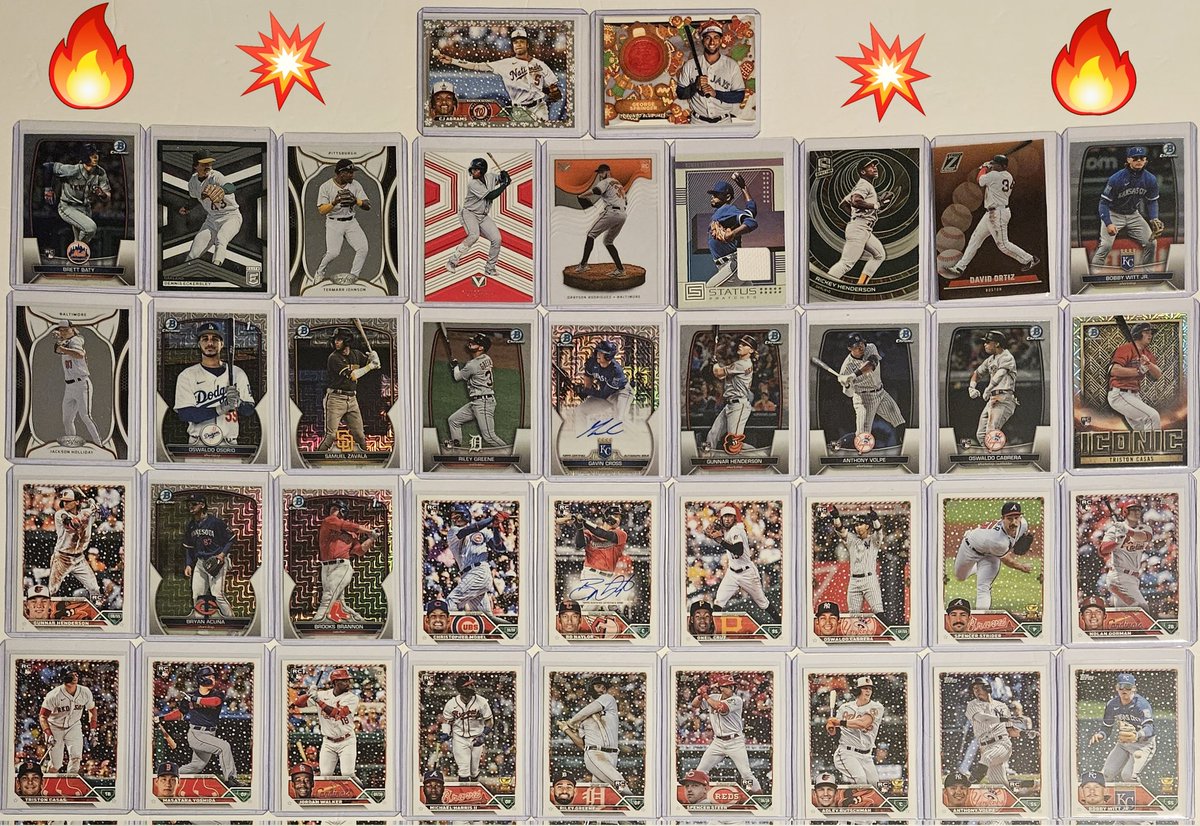 3bangerbreaks's tweet photo. Some of the hits from the 2023 #TBBCrew #Surprise #Baseball #Mixer #Break
#TBBDraft #TBBRazz #MLB #Topps #Holiday #Bowman #Chrome #Panini #Chronicles #Mega #Boxes #SantaHat #Memorabilia #Cards #BoNaylor #Guardians #GavinCross #Royals #Autographs #Rookies #Inserts #cardconnection https://t.co/KvreSmrFdo