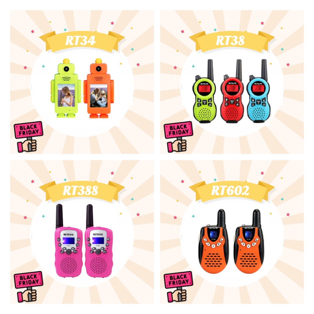 RetevisKids's tweet photo. Looking for great #BlackFridayDeals  on #kidsgifts ?

Here we have:
✨ RT34 Camera Video Walkie Talkies
💕 RT38 Tri-Color Family Walkie Talkies 
🌺 RT388 Rechargeable Pink Walkie Talkie
🎈 RT602 Rechargeable Mini Walkie Talkies
Shop Online: https://t.co/UES7n7DEPt https://t.co/MeZFUaqPMB