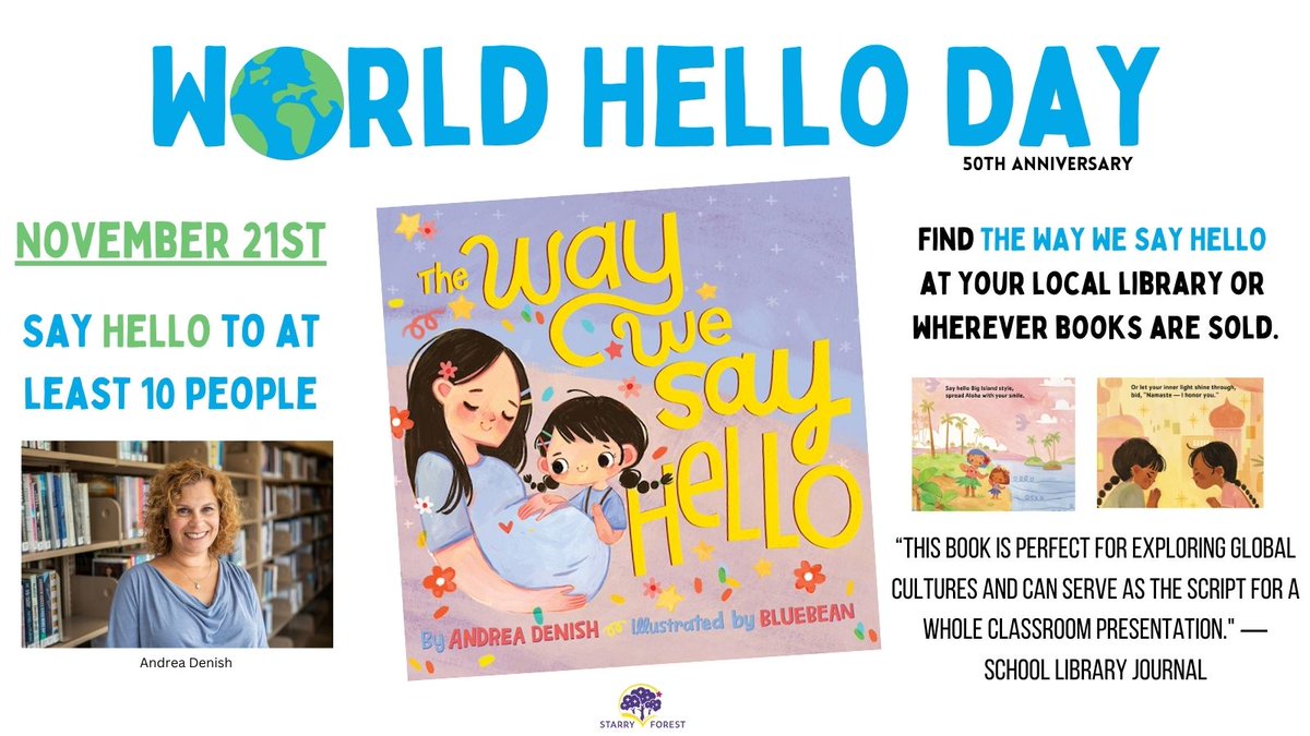 👋Welcome old friends & new friends with a warm HELLO! A quick personal connection can go a long way. So how will you say hello? @starryforestbks @eastscbwi #worldhelloday #kidlit #childrensbooks #teachers #itstartswithhello #weneeddiversebooks #raisingreaders #kindnessmatters