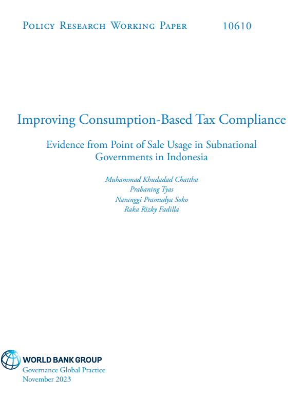 ❗New Publication Alert❗ How can technology be used to improve tax compliance? We find that Point of Sale (PoS) machines cause substantial increases in compliance for sales-based taxes within local governments in Indonesia.  Further details in link 👇:

documents1.worldbank.org/curated/en/099…