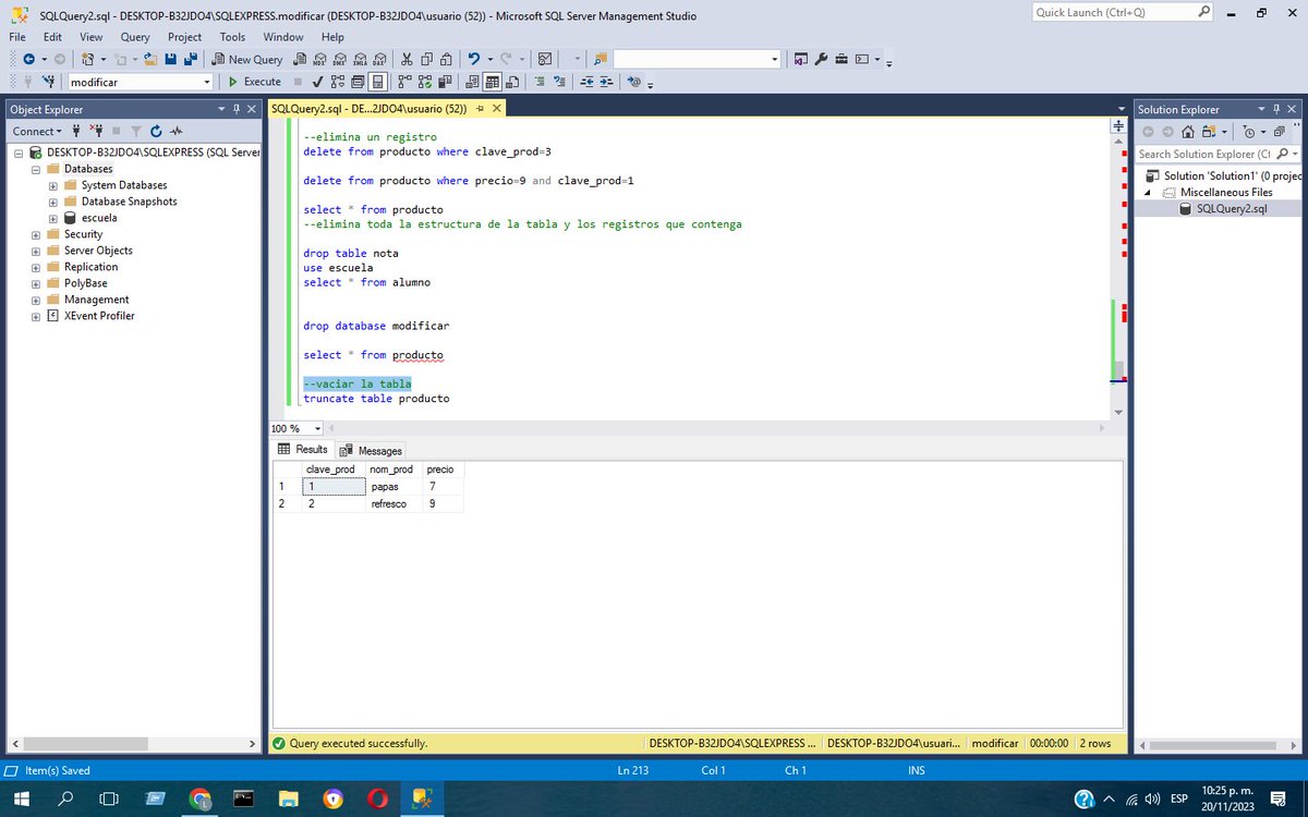 L1smarcarolina2's tweet image. --vaciar la tabla  #truncate #sqlserver2019