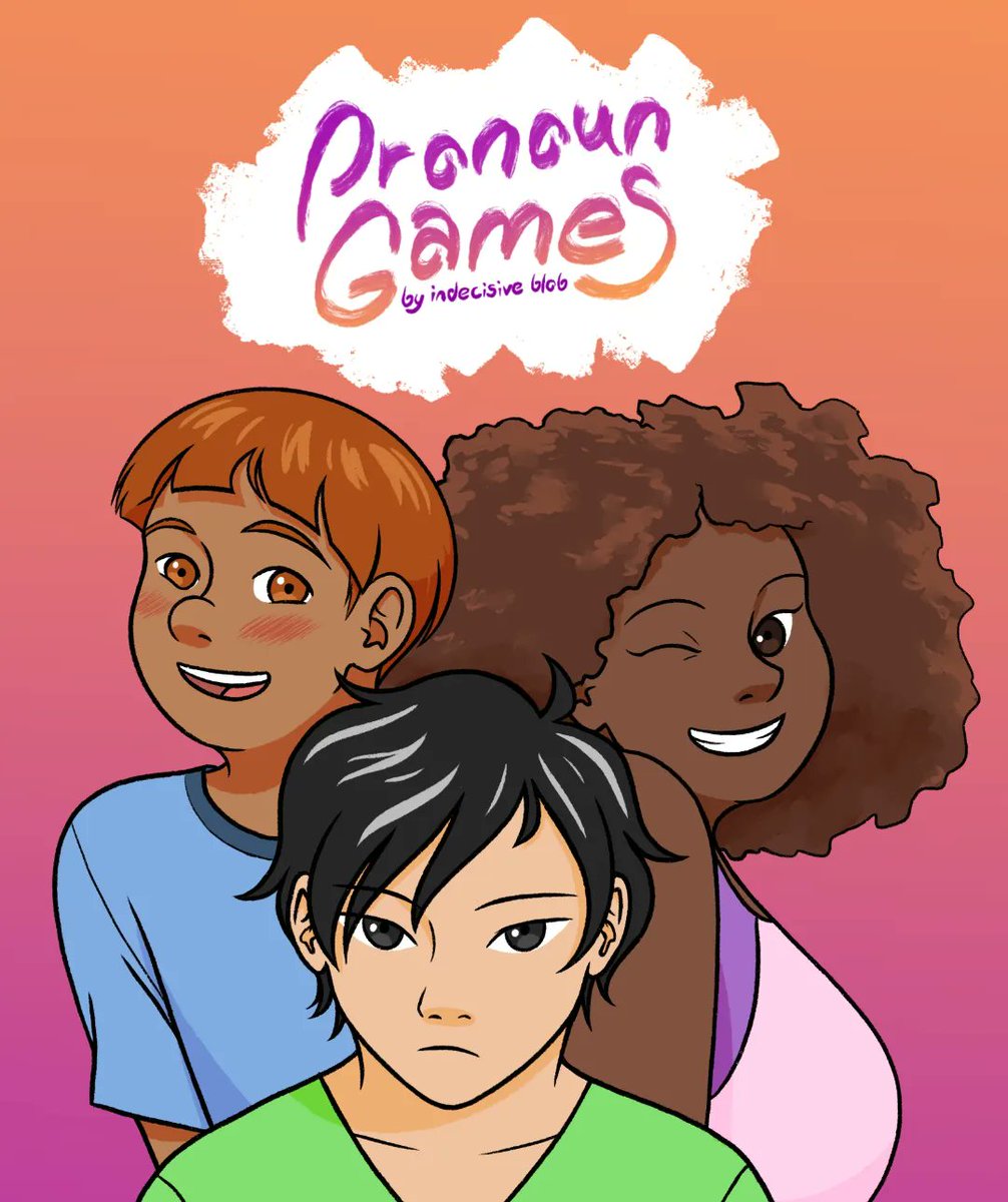 indecisive_blob's tweet photo. It’s happening!!! I’m trying out this story again from scratch, and this time, I’ll be posting on Webtoon! 

The cover is already up (link in bio), so please go check it out and subscribe if you’re interested 💙 
Chapter 1 will launch January 6th!

#pronoungamescomic https://t.co/cpEYHsa81k