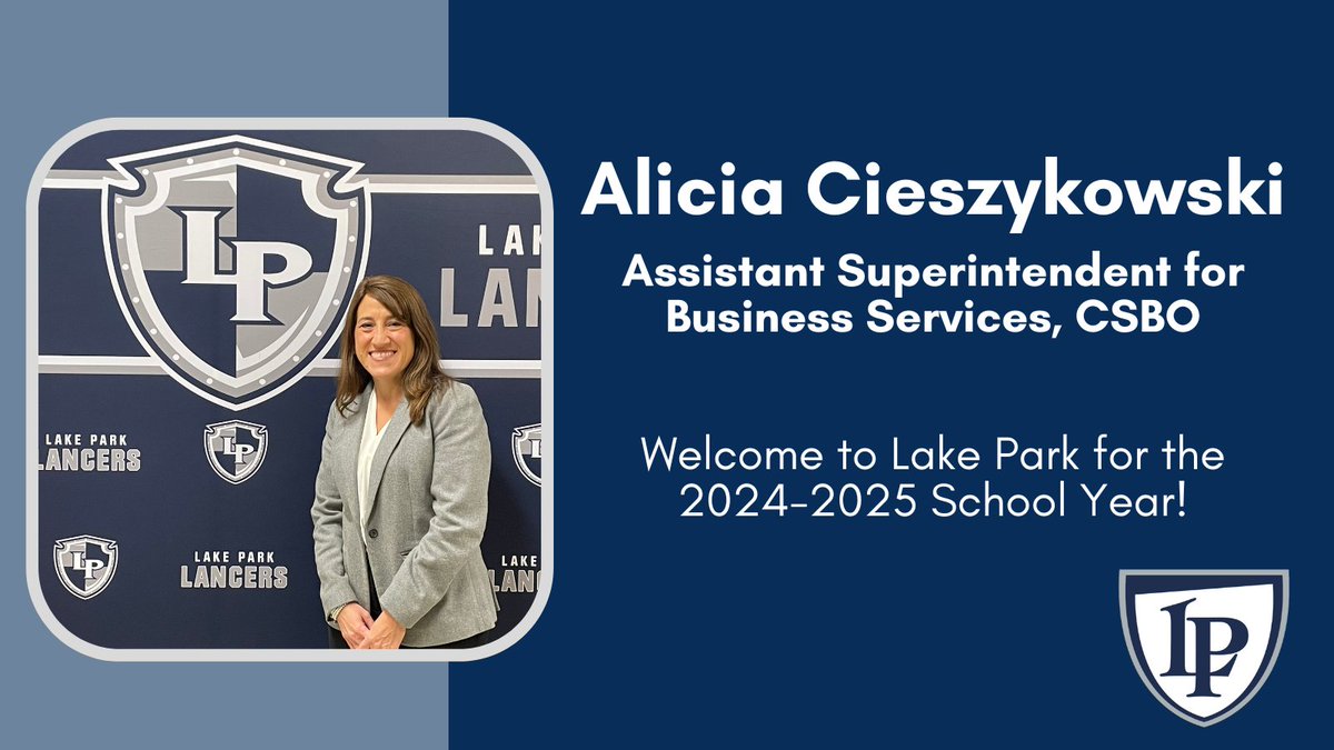 During tonight's meeting, Lake Park's Board of Education unanimously voted to approve Alicia Cieszykowski as the next Assistant Superintendent for Business Services, Chief School Business Official (CSBO) effective July 1, 2024. Congrats &amp; welcome <a href="/ACieszykowski/">Alicia Cieszykowski</a> to #WeAreLakePark!