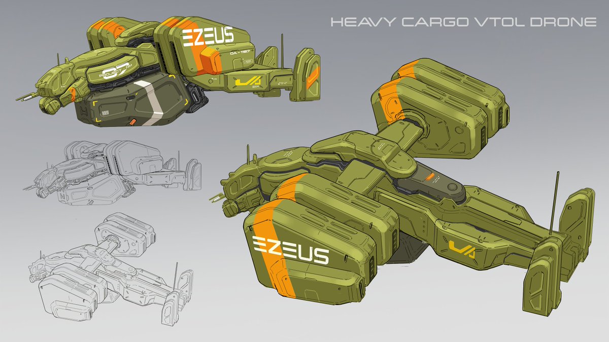 SteveZhi's tweet photo. Heavy Cargo VTOL Drone
#conceptart #sketch #design #scifi #Photoshop #Military #weapons #drones #tactical #game #movie 

https://t.co/o32i4Sqxix https://t.co/Wiir7Yozi6