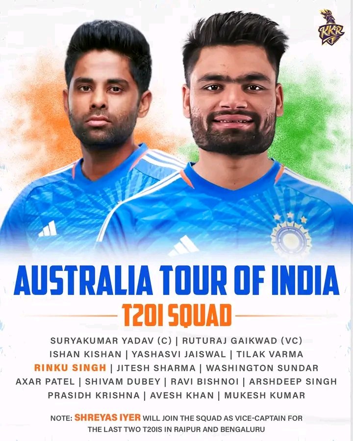 Our boys are back in blue again! 💙

#KKR #INDvAUS #RinkuSingh #ShreyasIyer