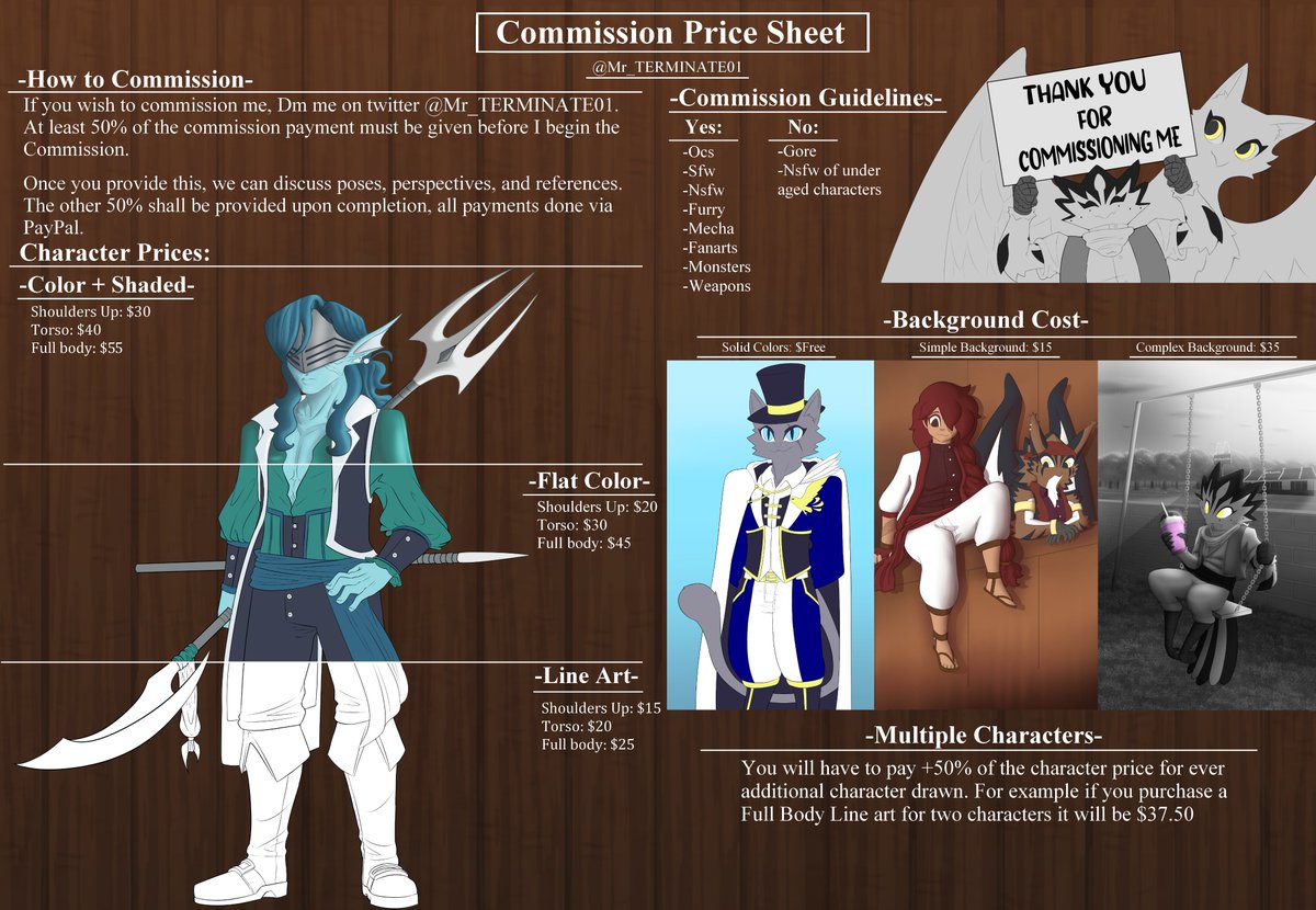 Mr_TERMINATE01's tweet image. Just updated my commission sheet and my Commission are open!